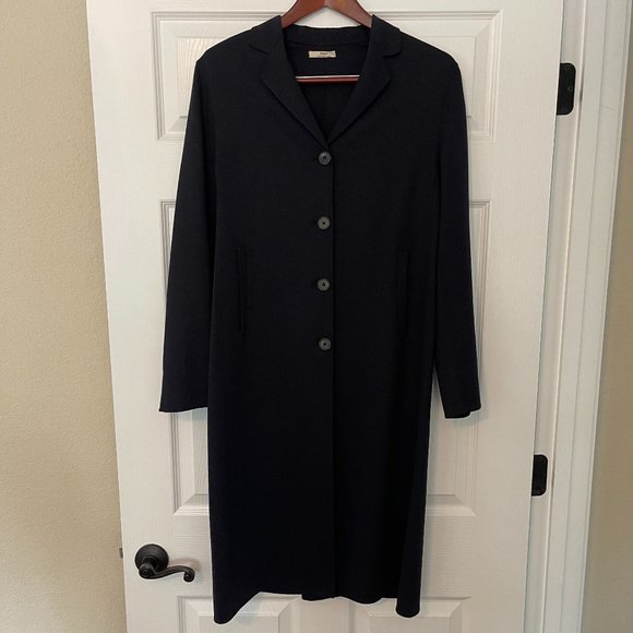 doppia Aline Shift Dress and Overcoat Ensemble - Size 8 - Navy Blue - Picture 3 of 6